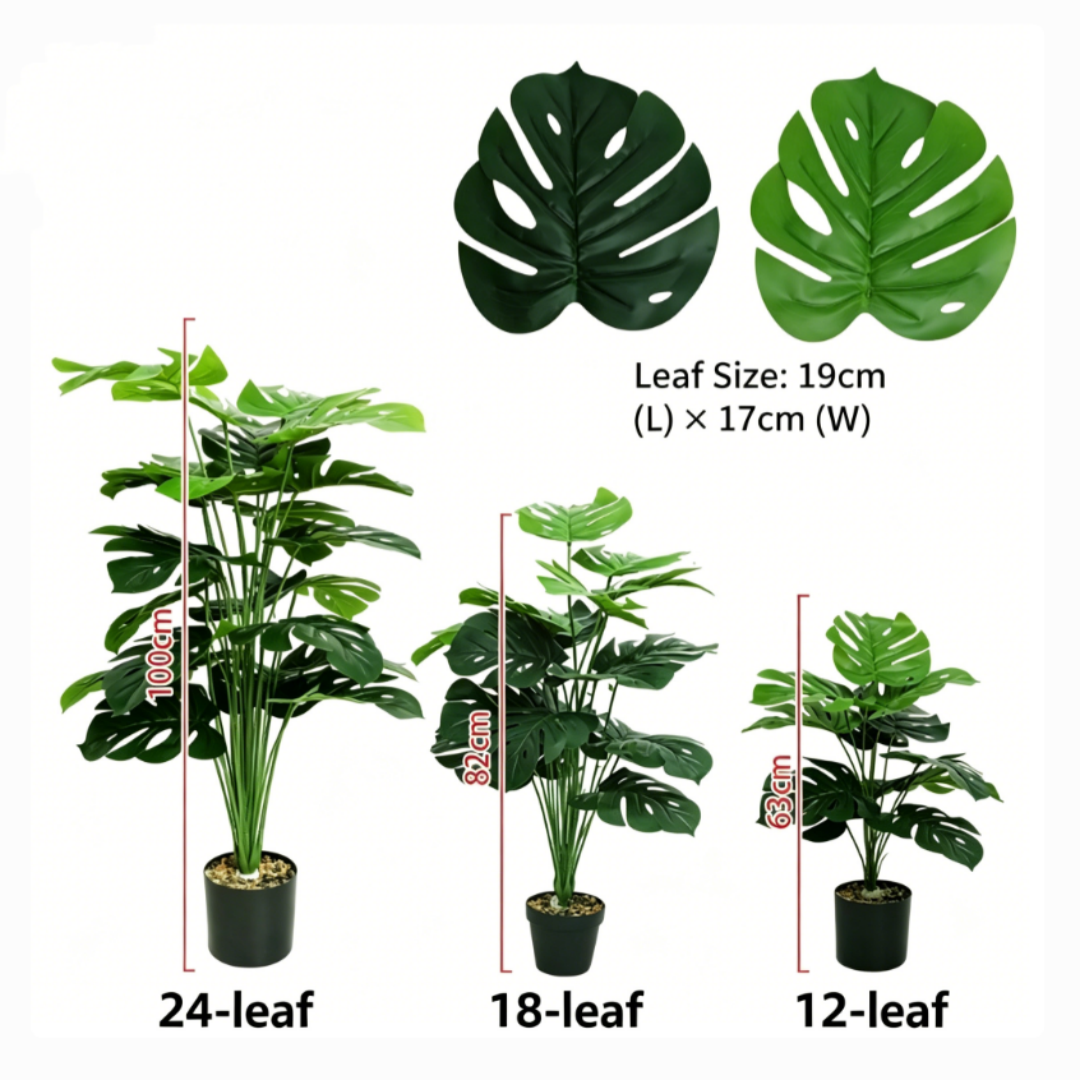 Last Day 75% OFF Artificial Monstera & Banana Leaf Plant Pot– Lush Tropical Decor