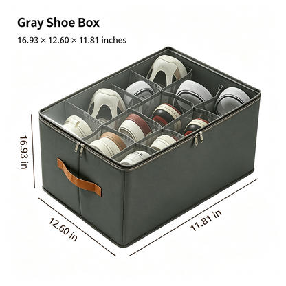 Foldable Shoe Organizer for Closet with Clear Cover, Large Stackable Shoe Storage Box