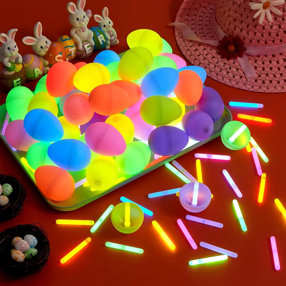 20pcs Luminous Easter Eggs with Mini Glow Sticks Glow in