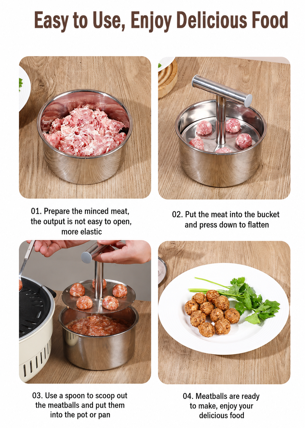 2026 Kitchen Must-Have Stainless Steel Meatball Maker – Easy Press & Perfect Shape
