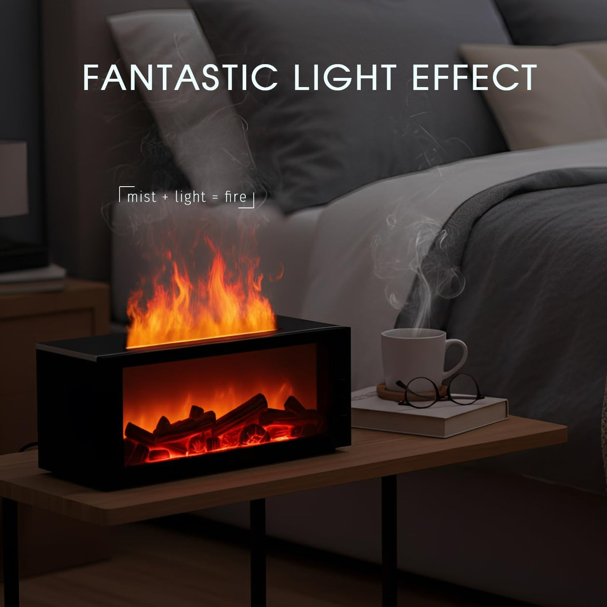 Dance with Flames. Sleep in Serenity— Fireplace Flame Humidifier