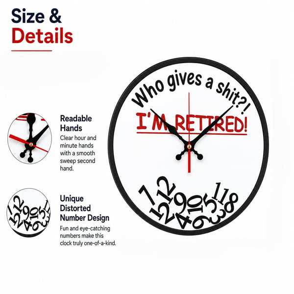 Who Cares What Time It Is? You’re Retired! Funny Retirement Wall Clock