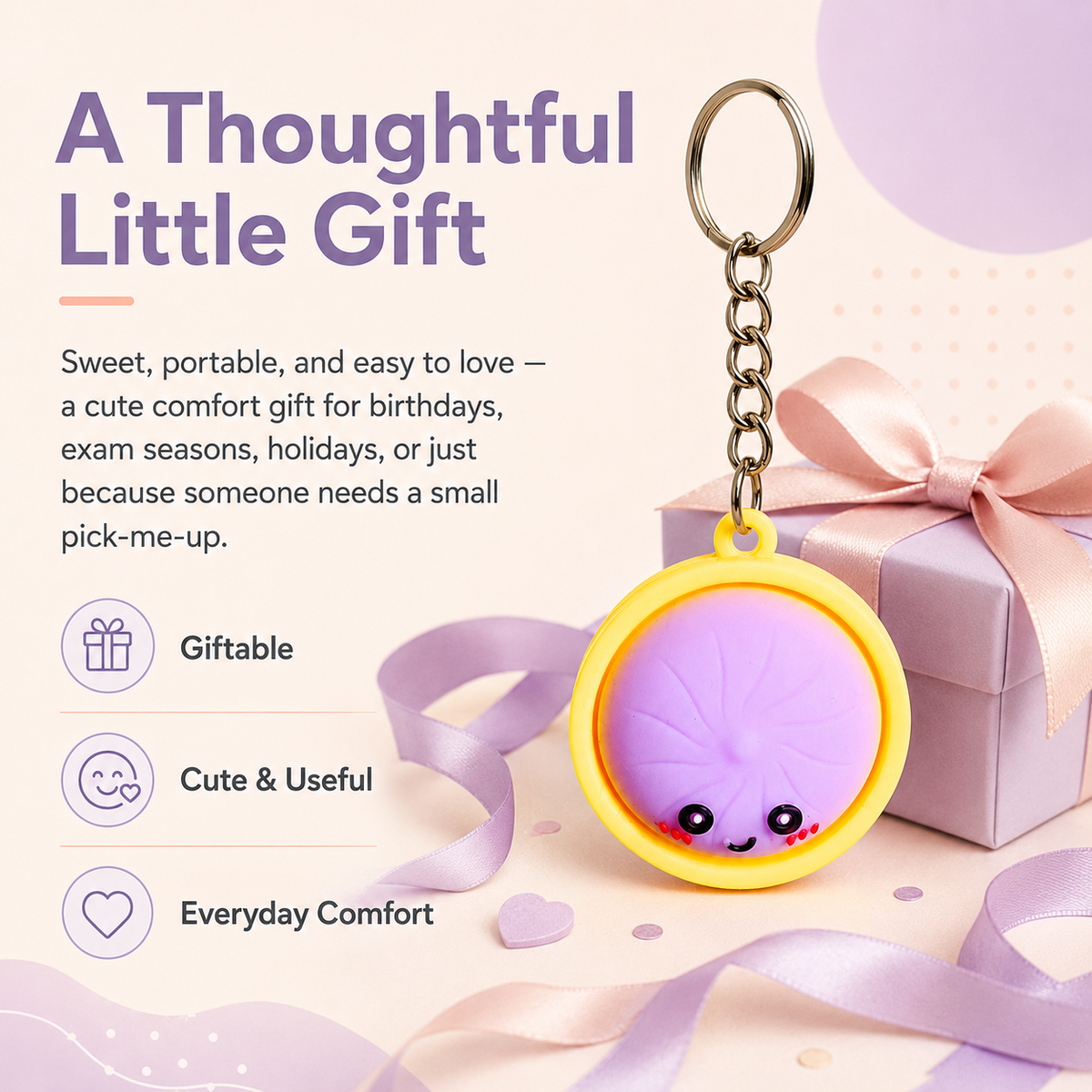Cute Dumpling Fidget Keychain