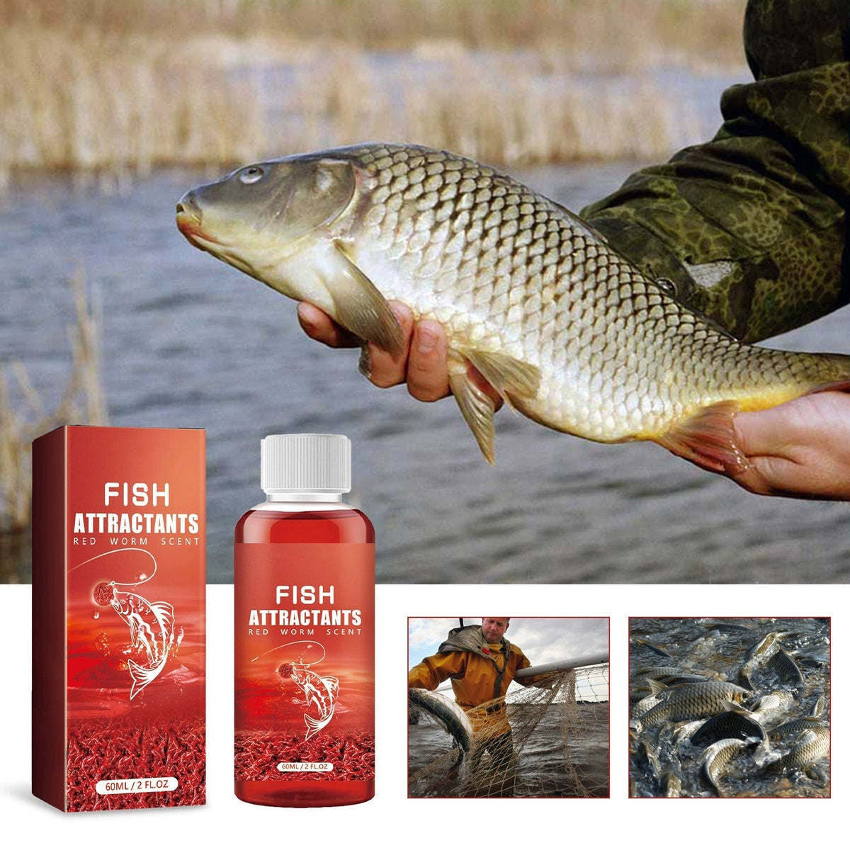 Angler's Secret Concentrated Red Worm Fishing Attractant – Draw More Fish, Faster Bites