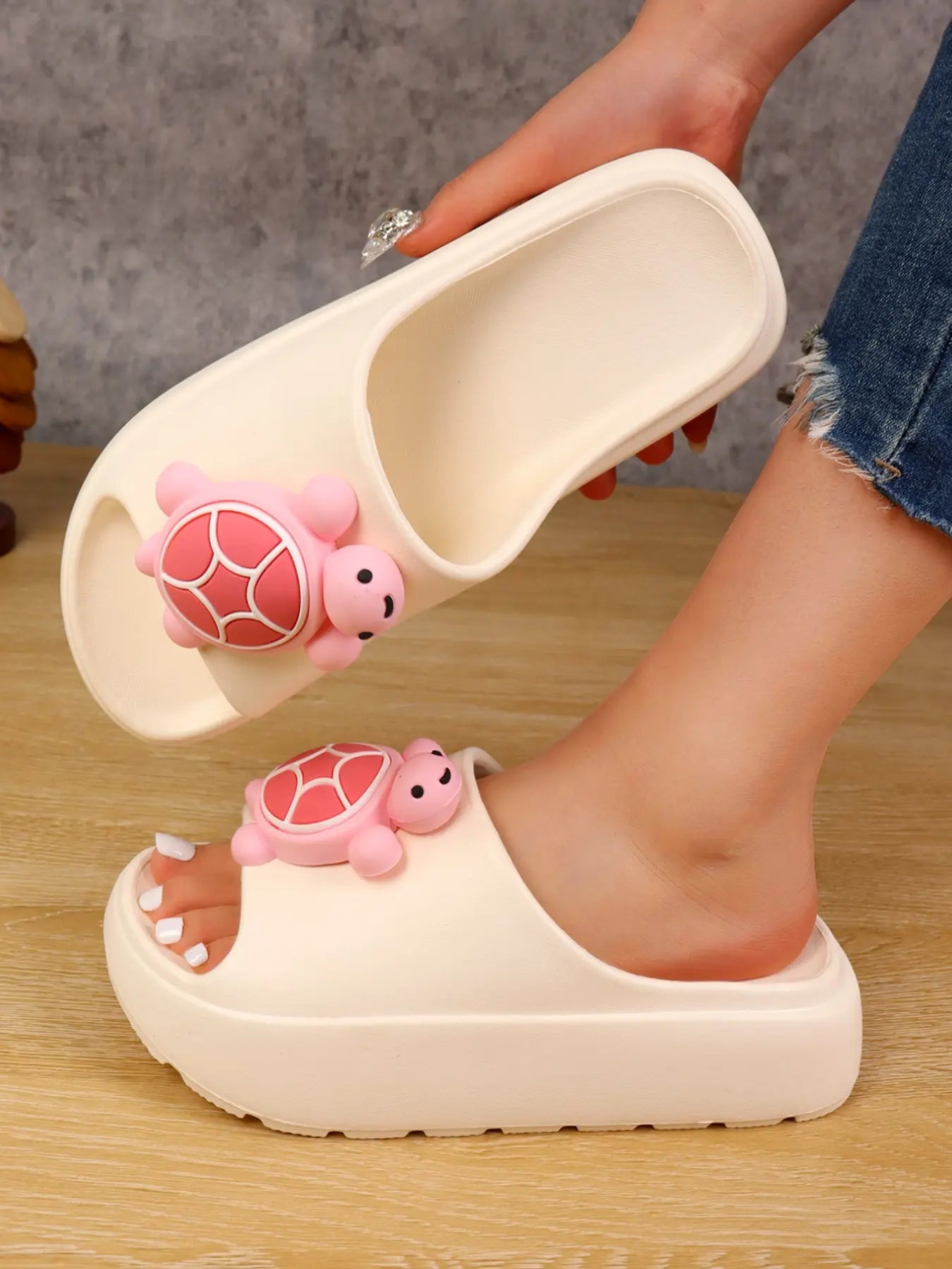 Women's Cartoon Print EVA Slides – Chunky Sole, Lightweight