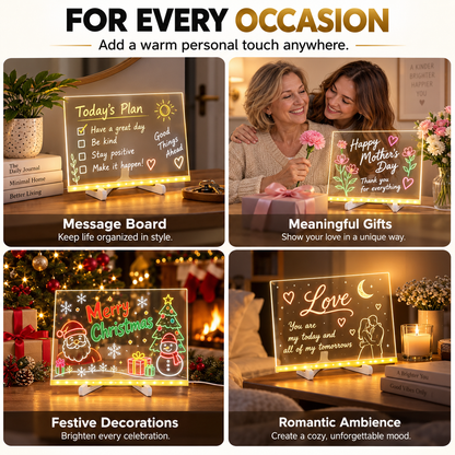 Creative Rewritable Acrylic LED Message Board (set come with 7 Pens)