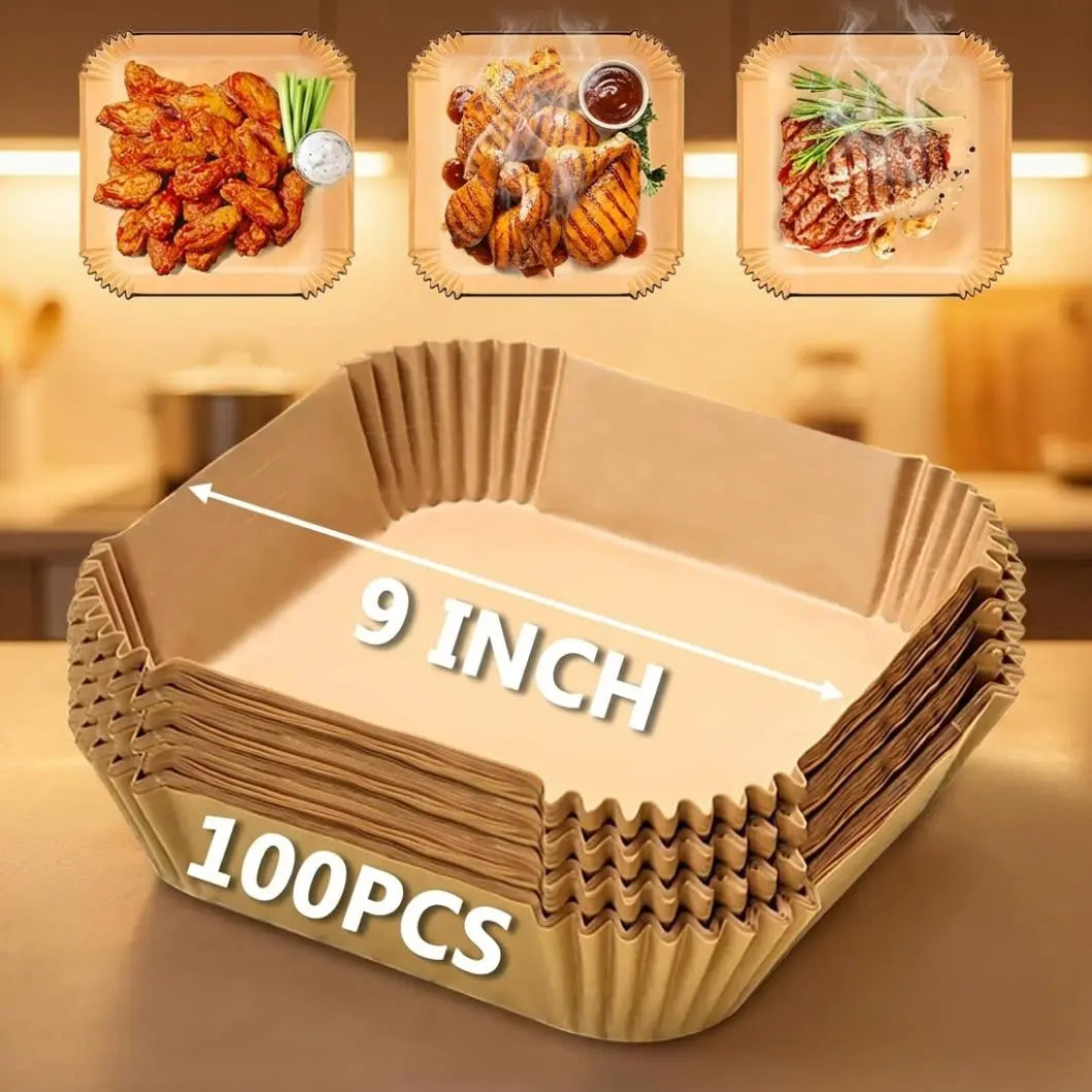 100Pcs Parchment Paper,Air Fryer Paper Liners, Air Fryer Liners Disposable for Microwave