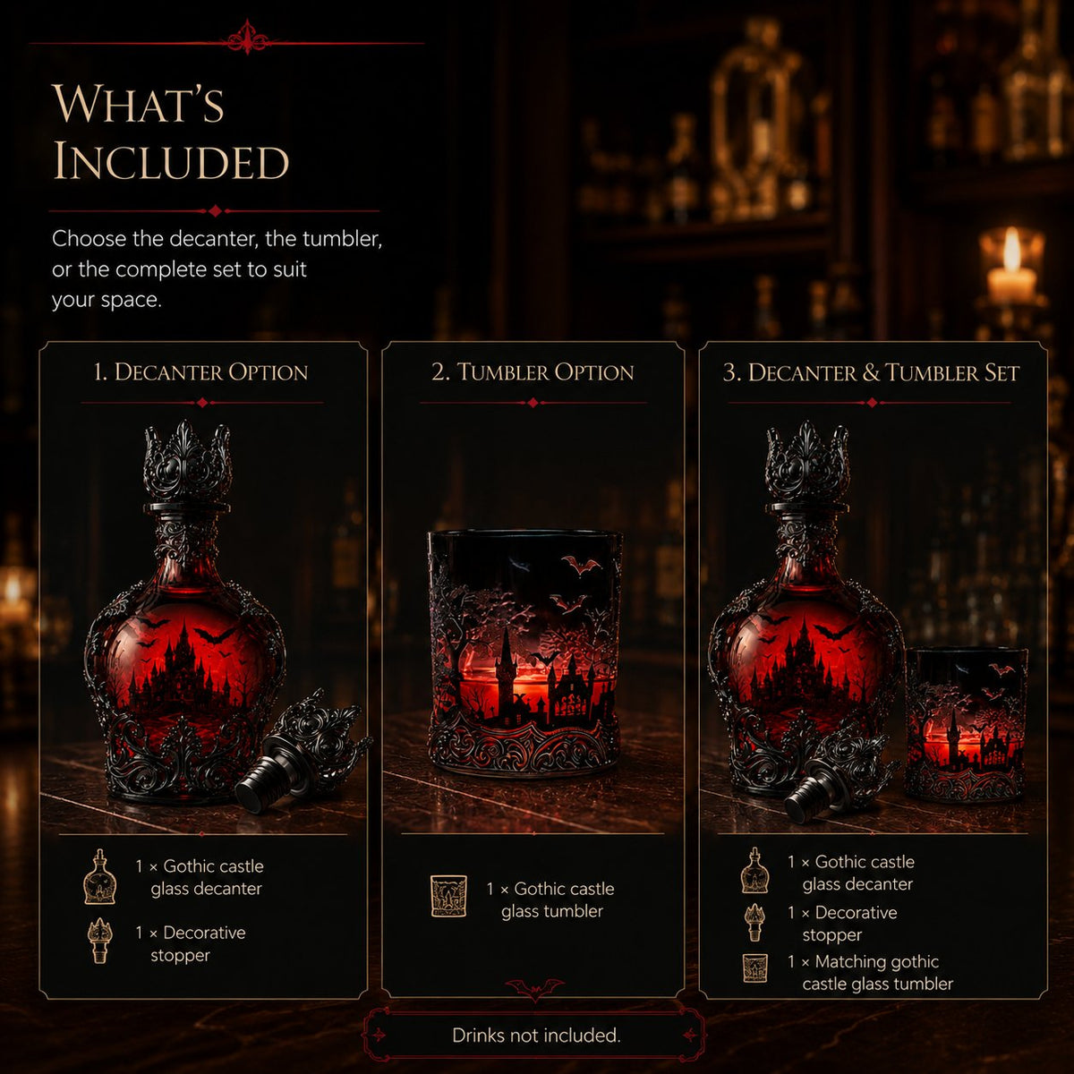 Gothic Vampire Castle Whisky Decanter & Tumbler(Buy 2 Free Shipping)