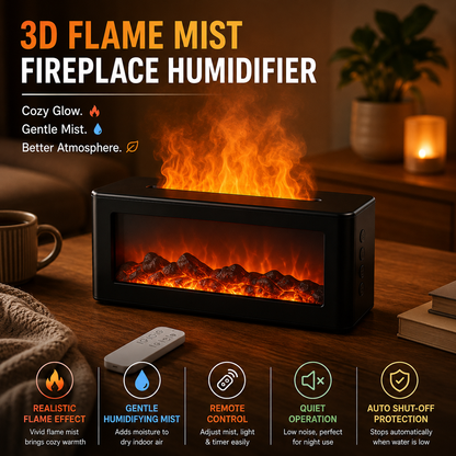 Dance with Flames. Sleep in Serenity— Fireplace Flame Humidifier