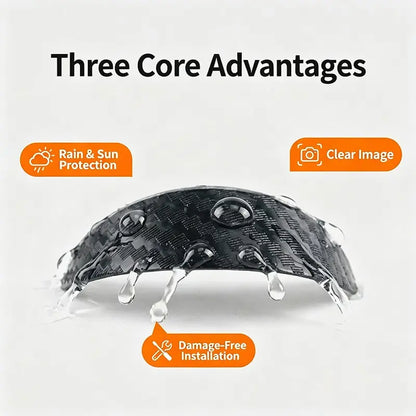 2PCS Car Reverse Camera Rain Cover, Anti‑Fog Waterproof Protection Hood, Carbon Fiber Texture