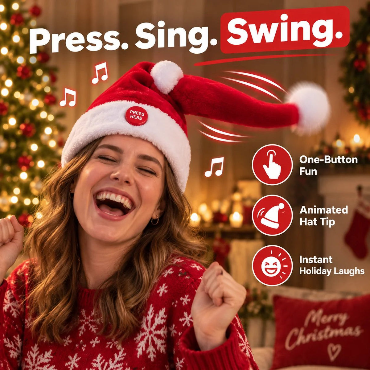 Singing & Dancing Santa Hat — Animated Christmas Party Hat(Buy 2 Free Shipping)