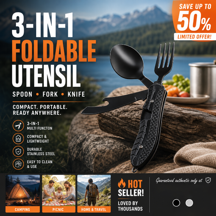 Surprise 50% off！Must-have for outdoor trips 4-In-1 Outdoor Folding Multifunctional Tableware