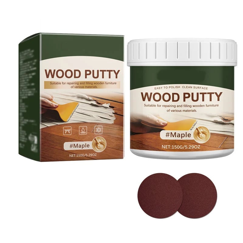 Wood Repair Filler Putty – Fills Cracks & Chips, Smooths Surfaces, Blends with Dark Wood