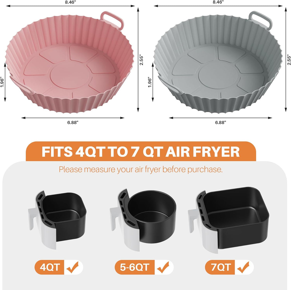 6-Piece Silicone Air Fryer Baking Tray Set – Non-Stick, Reusable & Easy to Clean