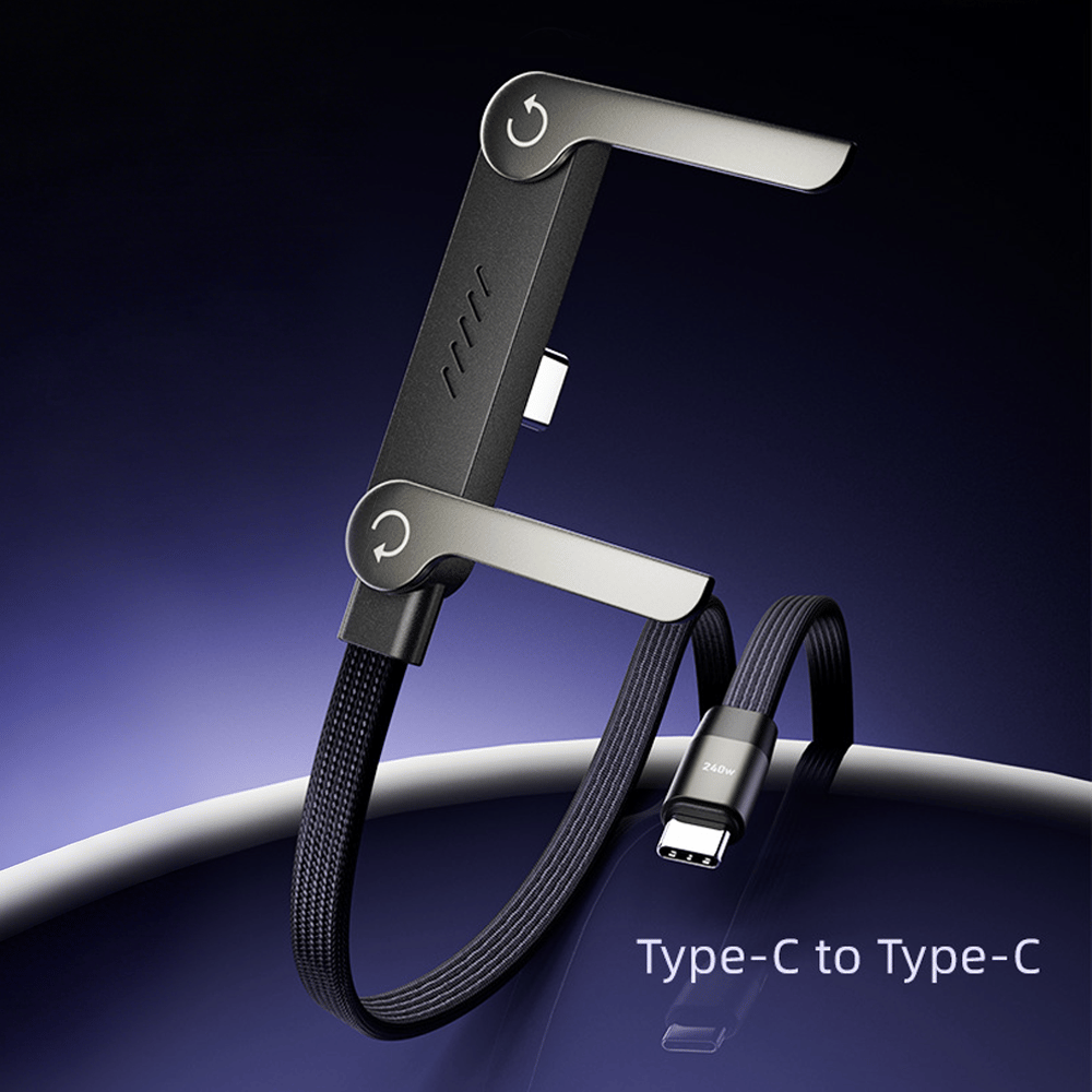 2-in-1 Invisible Holder Charger Cable – 240W Fast Charging Cord with Built-In Phone Stand