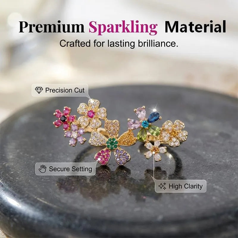 LIMITED-TIME ! Vibrant Floral Crawler Earrings – Multicolor Rhinestone, Lightweight, Hypoallergenic