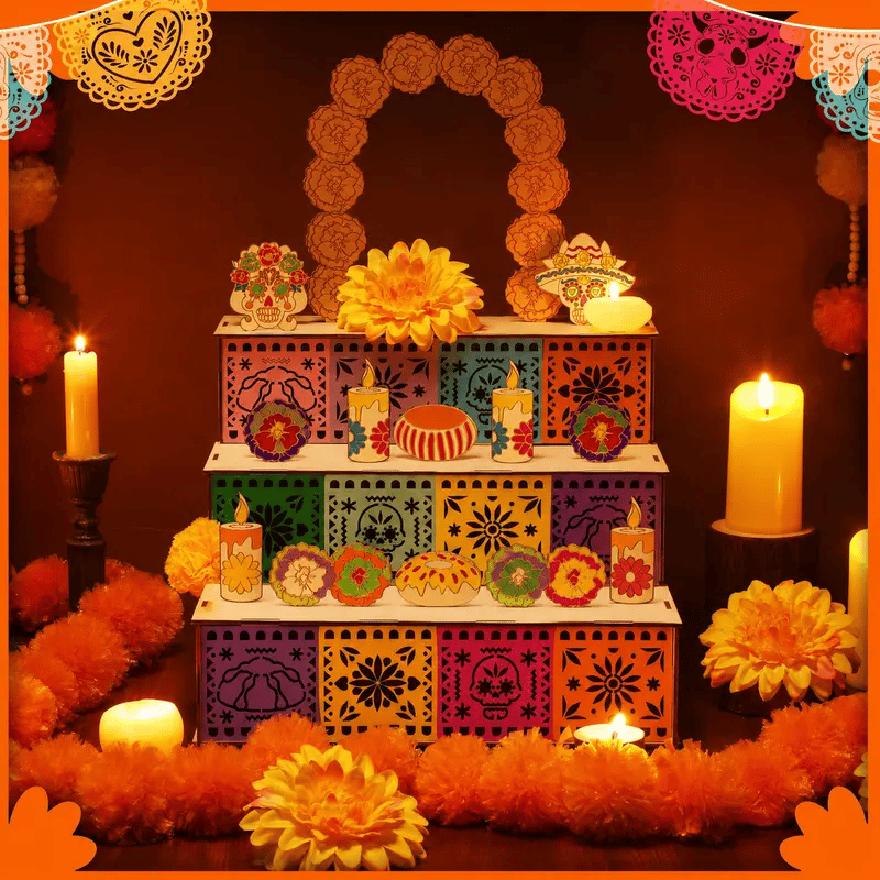 Last Day 49% OFF - Day of the Dead Wooden Altar Display Set | Death is not the end of life, forgetting is(Buy 2 Free Shipping)