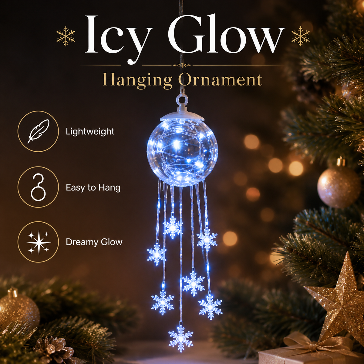 Winter Magic Snowflake Cascade – LED Hanging Christmas Ornament