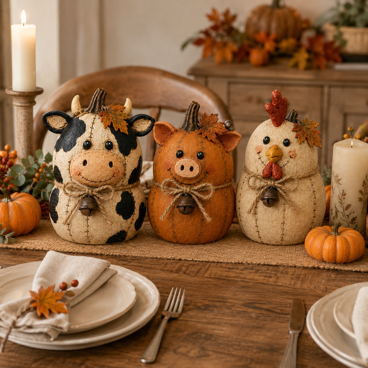Pumpkin Friends™ Fall Decor Set – Create a Cozy Farmhouse Autumn Home This Season