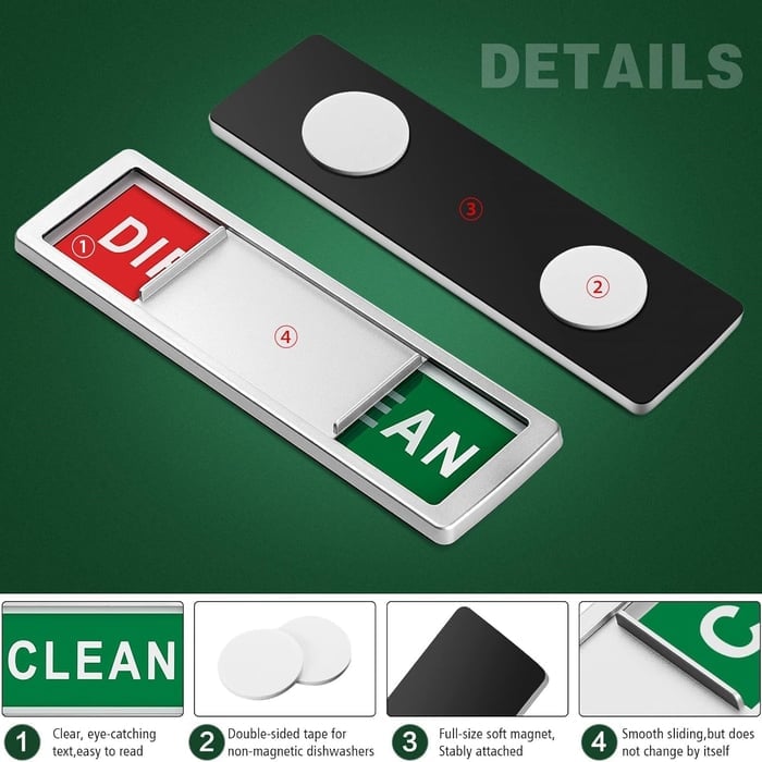 Limited-Time 50% OFF | Dishwasher Clean Dirty Magnet | Never Guess If Dishes Are Clean Again