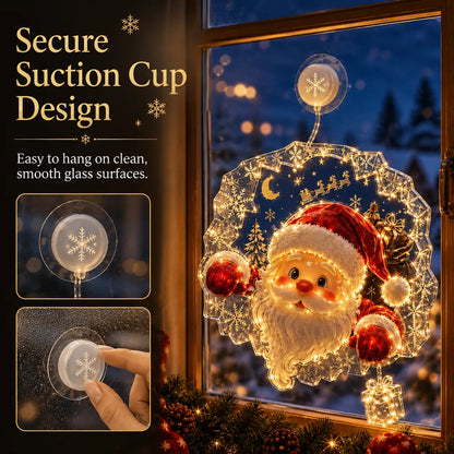 Last Day 50% OFFLighted Christmas Window Decoration with Suction Cup | Warm LED Window Light with Double-Layer Design & Multiple Festive Styles Flat Version