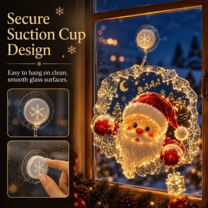 Last Day 50% OFFLighted Christmas Window Decoration with Suction Cup | Warm LED Window Light with Double-Layer Design & Multiple Festive Styles Flat Version