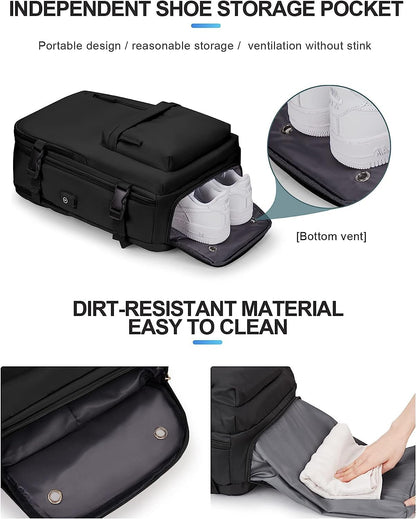 40L Waterproof Travel Backpack with Shoe Compartment & USB Port – 14” (35.56 cm)Laptop Fit