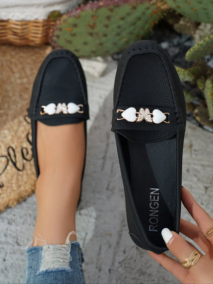 Women's Rubber Flats – Round Toe, Low Heel, Slip-On
