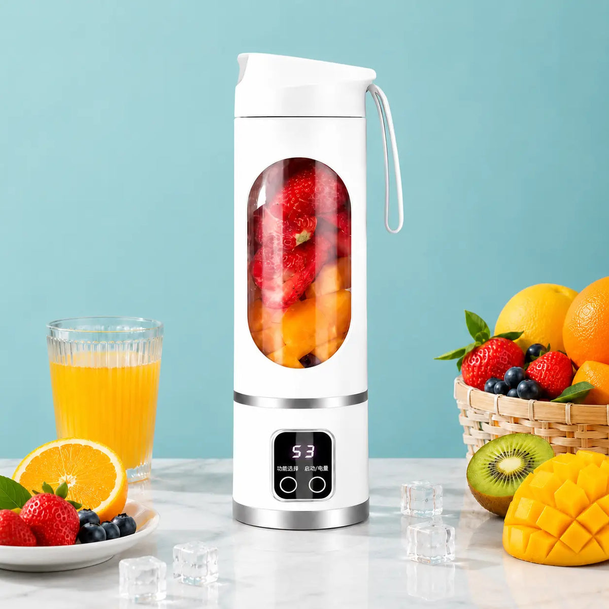 Portable 15.22 Oz USB Rechargeable Personal Blender with LED Display