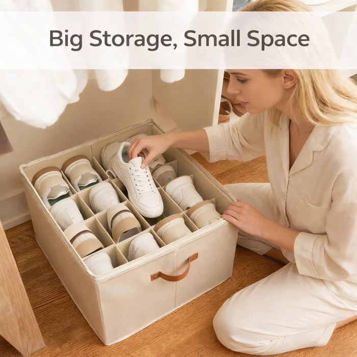 Foldable Shoe Organizer for Closet with Clear Cover