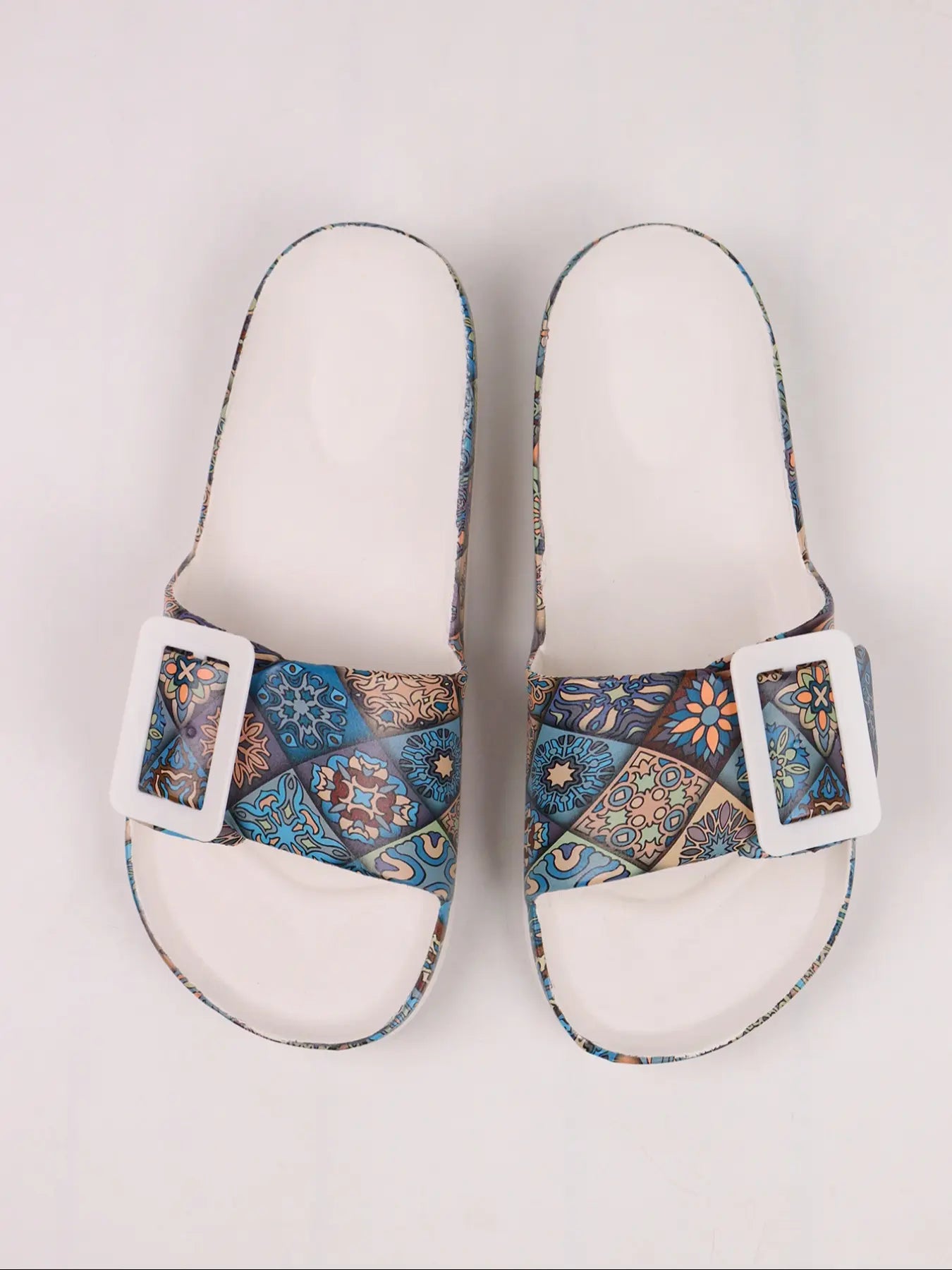 Women's Boho Floral Sandals – Chunky Sole, Lightweight