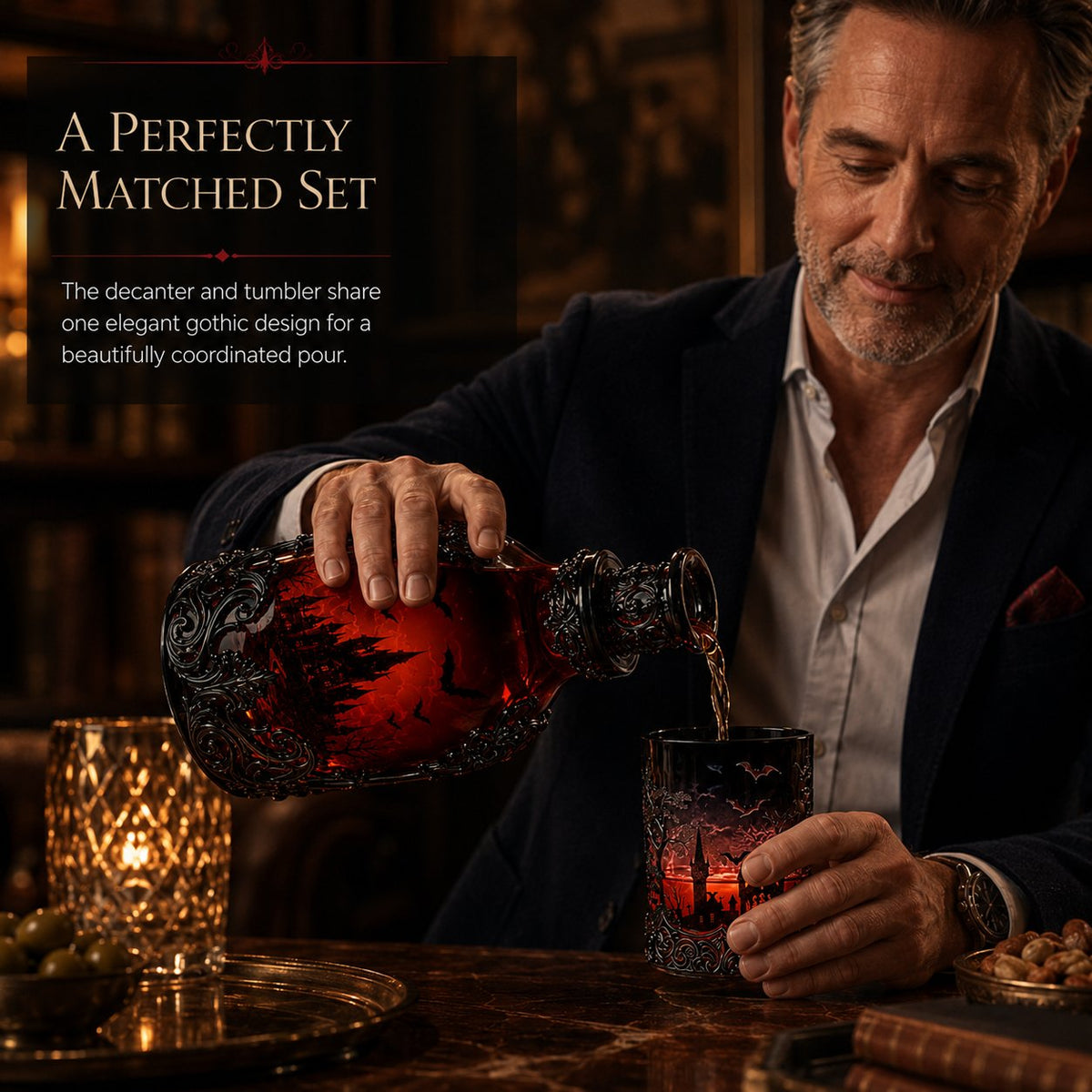Gothic Vampire Castle Whisky Decanter & Tumbler(Buy 2 Free Shipping)