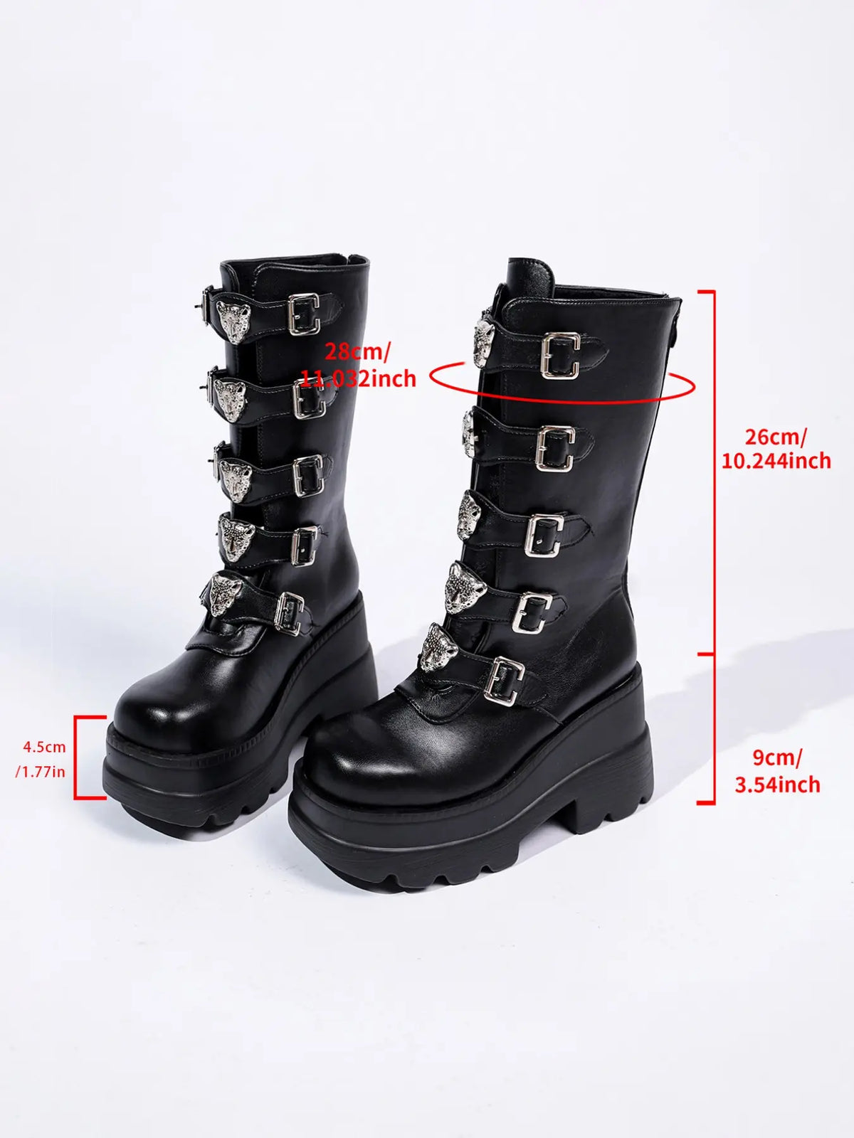 Women's Gothic Mid-Calf Boots – Platform, Chunky Sole