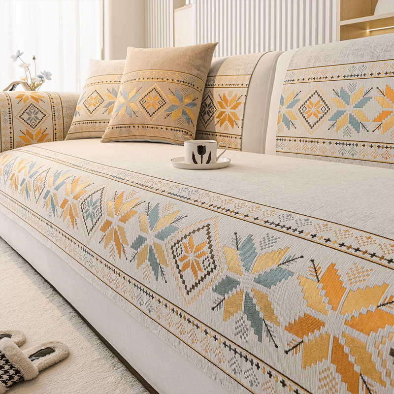 Non-Slip Bohemian Chenille Sofa Cushion Cover – Soft, boho pattern & machine washable – Non-slip backing, fits most sofas – perfect for cozy home decor or pet-friendly spaces