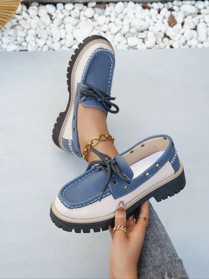 Women's Loafers – Round Toe, Platform, Chunky Sole