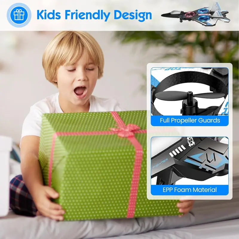 2.4G Remote Control Stunt Fighter Plane, Beginner Friendly RC Drone Aircraft With Headless Mode