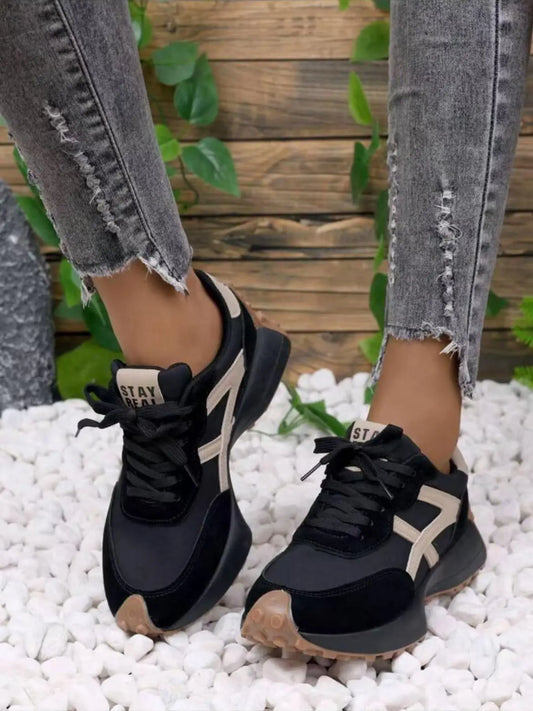 Women's Trainers – Round Toe, Platform, Lace-Up