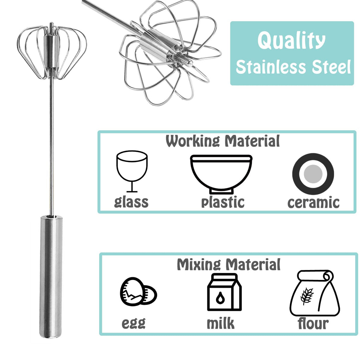 Hot Sale! Push Rotary Whisk Set – Mix Faster with Less Effort