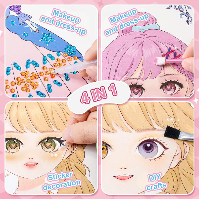 Special Diamond Painting & Princess Book Makeup Craft Kits Foil Art Books Set Play on Paper
