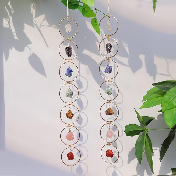 Handwoven 7 Chakra Crystal Wall Hanging – Tree of Life Energy Decor