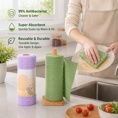 Tearable Plush Cleaning Cloth Roll, for daily household cleaning
