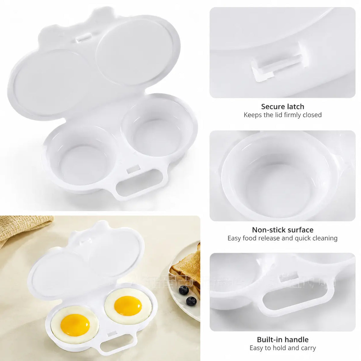 2‑Pack Easy‑To‑Clean Microwave Omelette Maker, Multifunctional Egg Poacher