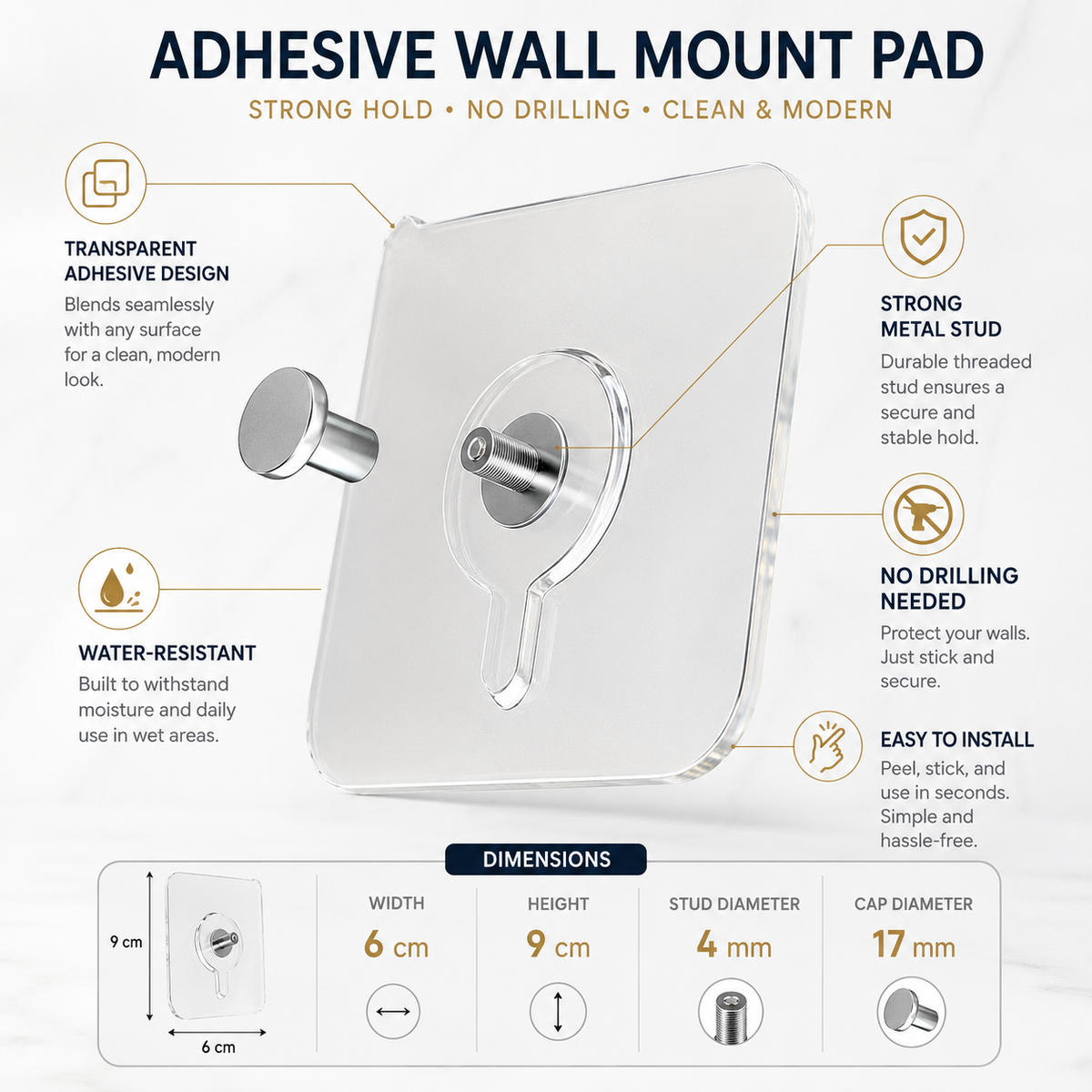 Limited-Time Deal — No-Drill Transparent Wall Hook