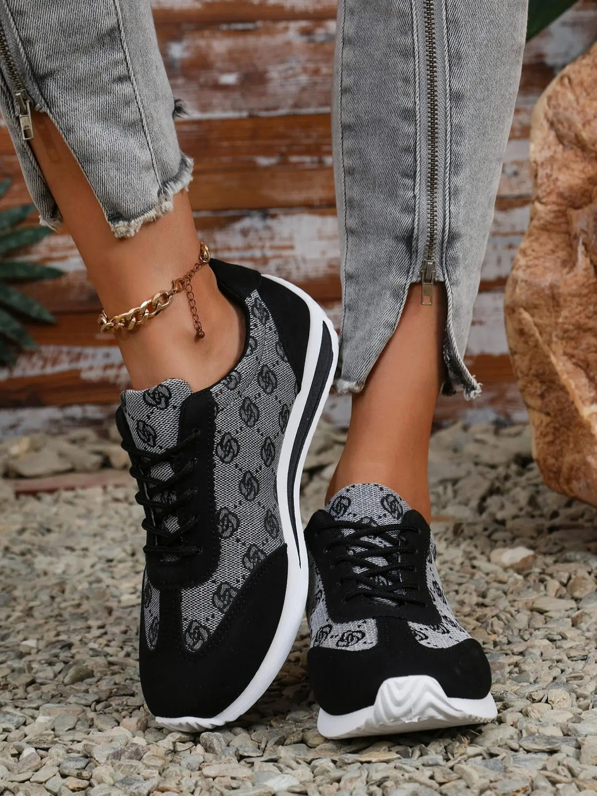 Women's Sport Floral Trainers – Lace-Up, Breathable