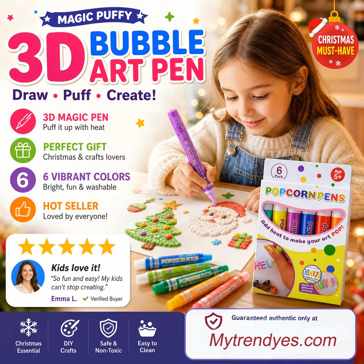 Magic Pen – Draw in 3D with a single stroke! DIY bubble "popcorn" effect drawing pens – Buy 3 Get 2