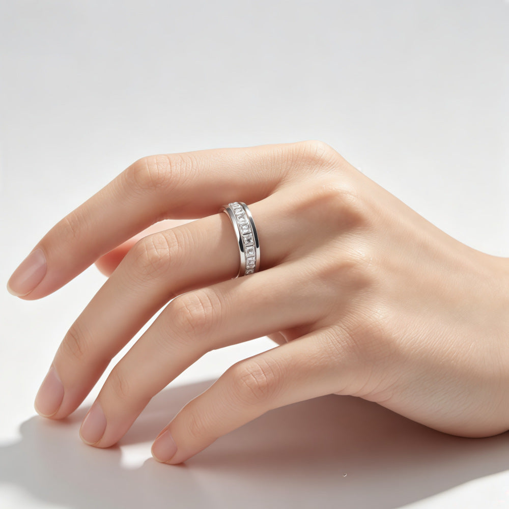 Rotating Crystal Ring, Relieves Anxiety, Symbolizes Vows & Luck, Waterproof & Fade-Resistant