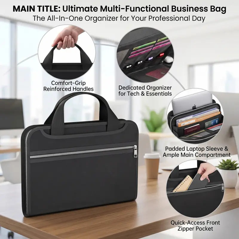 Fire-Resistant Document Organizer Bag – Large Capacity A4 File Storage Case