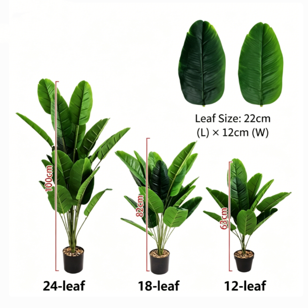 Last Day 75% OFF Artificial Monstera & Banana Leaf Plant Pot– Lush Tropical Decor
