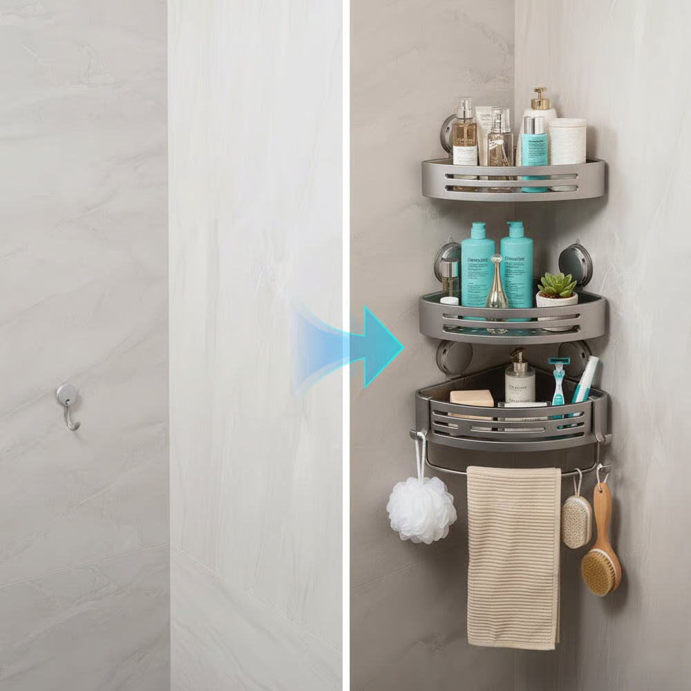 Suction Cup Storage Rack — No Drilling Required, Instantly Adds Storage Space