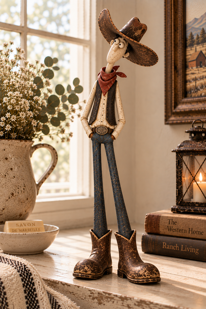 Whimsical Western Cowboy & Horse Figurine Duo